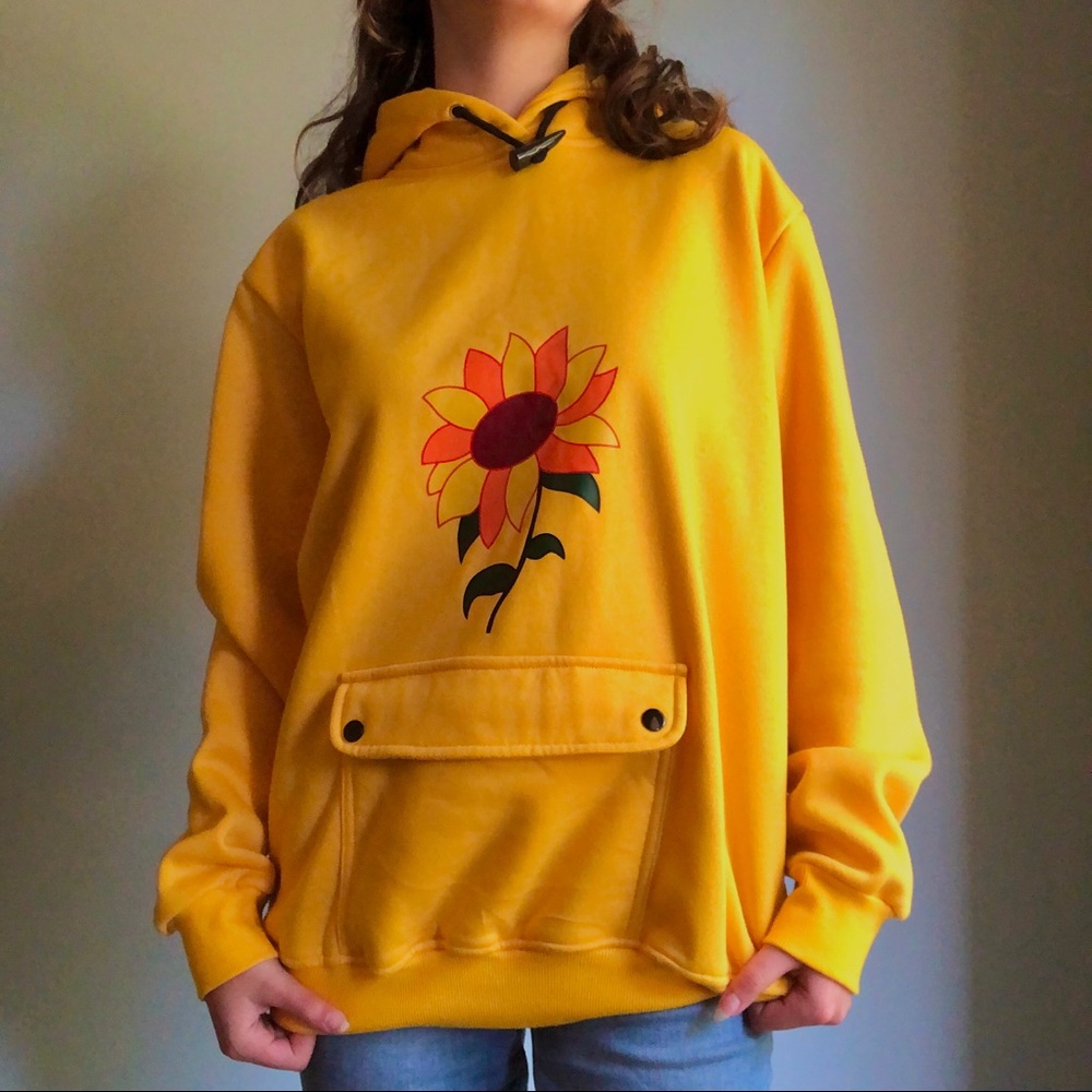 Wonder egg priority Ai Ohto cosplay hoodie unused yellow hoodie sunflower